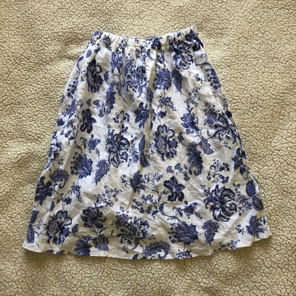 Handmade Blue & White Floral Skirt